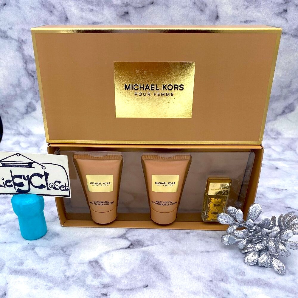 Michael Kors Gift Set-Pour Femme EDP,Body Lotion,Shower Gel-5ml,25ml-3pc-BOX-NEW